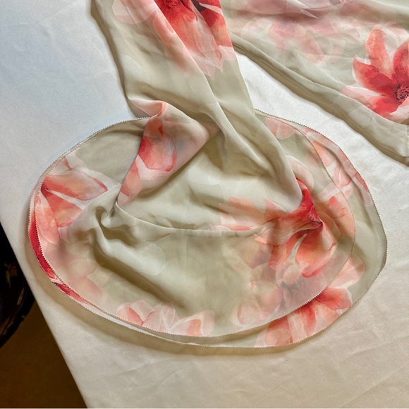 Calvin Klein Floral Sheer Blouse Top Ruffle Split Bell Sleeves | Size L | NWOT - Picture 10 of 12